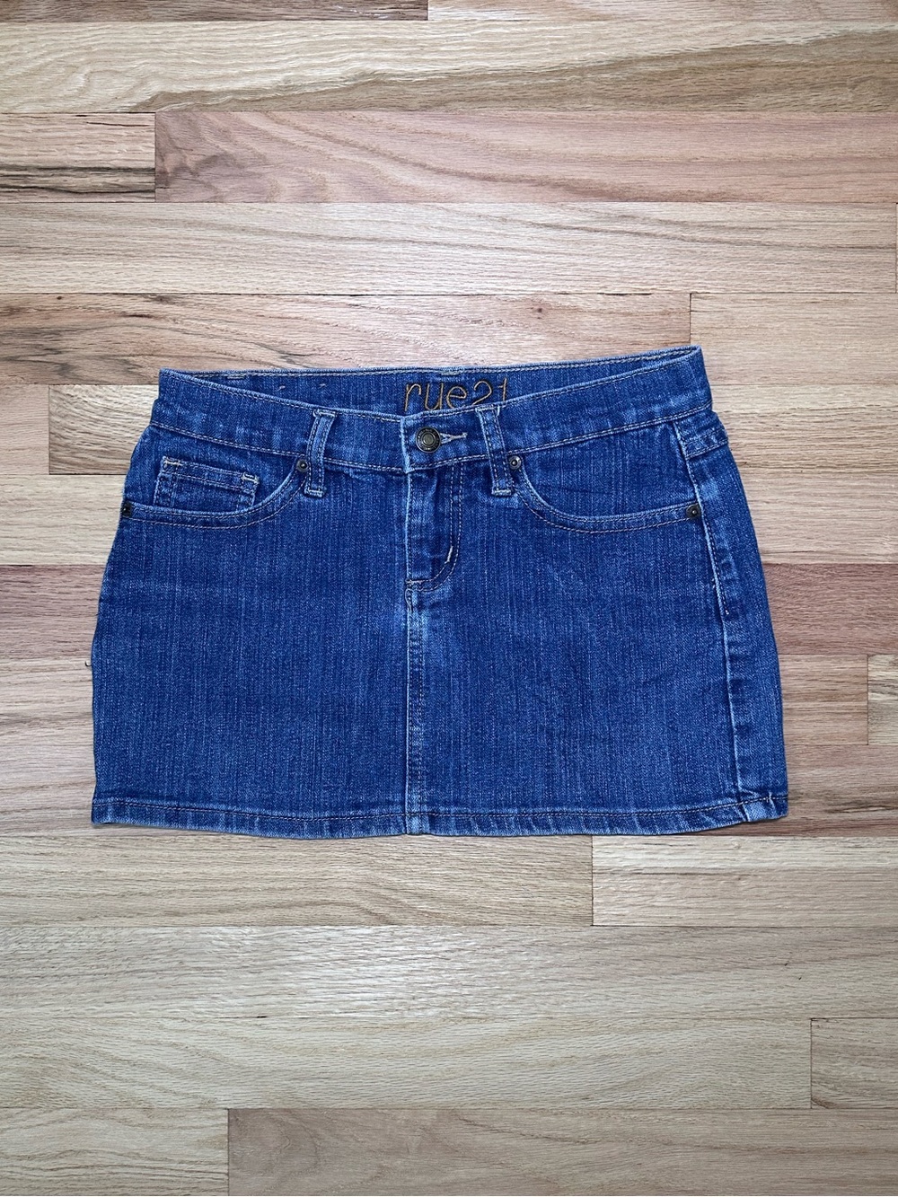 Y2K RUE21 Graphic Pocket Denim Mini Skirt